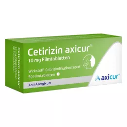 CETIRIZIN axicur 10 mg plėvele dengtos tabletės, 50 vnt