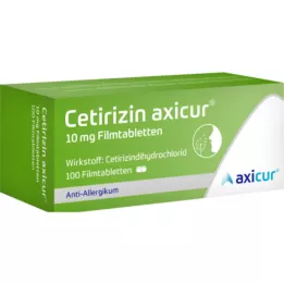 CETIRIZIN axicur 10 mg plėvele dengtos tabletės, 100 vnt