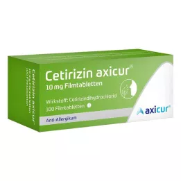 CETIRIZIN axicur 10 mg plėvele dengtos tabletės, 100 vnt