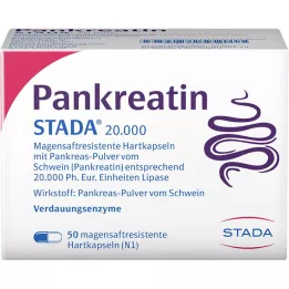 PANKREATIN STADA 20 000 skrandžio sulčių kietųjų kapsulių, 50 vnt