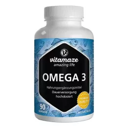 OMEGA-3 1000 mg EPA 400/DHA 300 didelės dozės kapsulių, 90 vnt