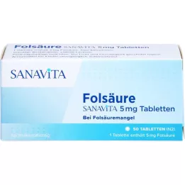 FOLSÄURE SANAVITA 5 mg tabletės, 50 vnt