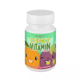 VITAMIN D3+K2 kramtomosios tabletės vaikams, veganiškos, 120 vnt