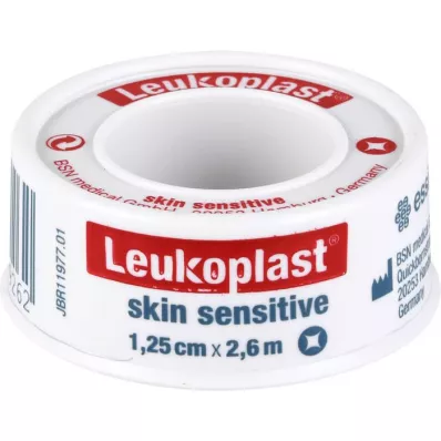 LEUKOPLAST Skin Sensitive 1,25 cmx2,6 m su apsauginiu žiedu, 1 vnt