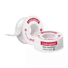 LEUKOPLAST Skin Sensitive 1,25 cmx2,6 m su apsauginiu žiedu, 1 vnt
