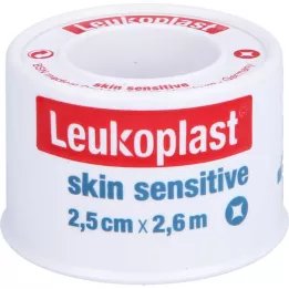 LEUKOPLAST Skin Sensitive 2,5 cmx2,6 m su apsauginiu žiedu, 1 vnt