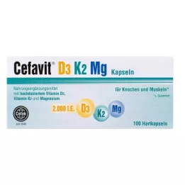 CEFAVIT D3 K2 Mg 2 000 TV kietosios kapsulės, 100 vnt