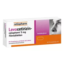 LEVOCETIRIZIN-ratiopharm 5 mg plėvele dengtos tabletės, 20 vnt