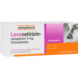 LEVOCETIRIZIN-ratiopharm 5 mg plėvele dengtos tabletės, 100 vnt