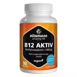 B12 AKTIV 1000 µg veganiškos tabletės, 90 vnt