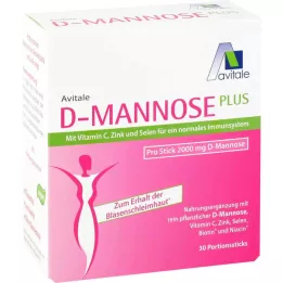 D-MANNOSE PLUS 2000 mg lazdelės su vitaminais ir mineralais, 30X2,47 g