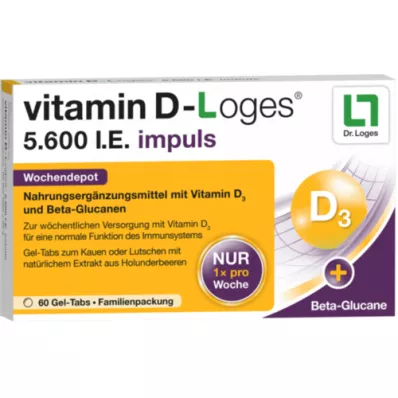 VITAMIN D-LOGES 5 600 I.U. impulsų savaitinis sandėlis KTA, 60 vnt