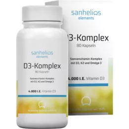 SANHELIOS Vitamino D3 saulės vitaminų kompleksas su K2, 80 vnt