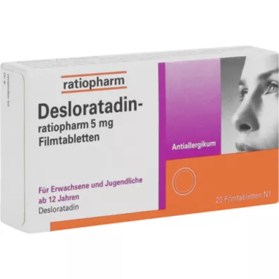 DESLORATADIN-ratiopharm 5 mg plėvele dengtos tabletės, 20 vnt