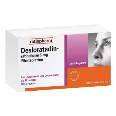 DESLORATADIN-ratiopharm 5 mg plėvele dengtos tabletės, 50 vnt
