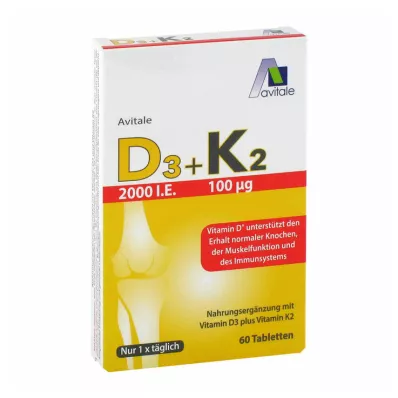 Vitaminas D3+K2 2000 I.U., 60 vnt