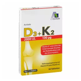Vitaminas D3+K2 2000 I.U., 60 vnt