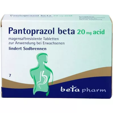 PANTOPRAZOL beta 20 mg rūgšties enterinėmis plėvele dengtos tabletės, 7 vnt