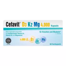 CEFAVIT D3 K2 Mg 4000 TV kietosios kapsulės, 60 vnt