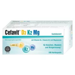 CEFAVIT D3 K2 Mg 4000 TV kietosios kapsulės, 100 vnt