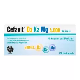CEFAVIT D3 K2 Mg 4000 TV kietosios kapsulės, 100 vnt