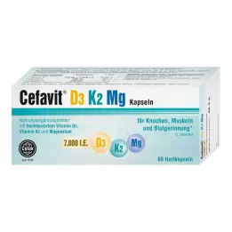 CEFAVIT D3 K2 Mg 7000 TV kietosios kapsulės, 60 vnt