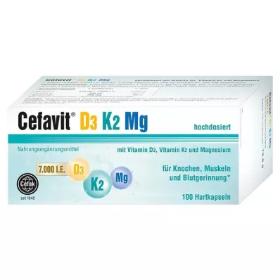 CEFAVIT D3 K2 Mg 7000 TV kietosios kapsulės, 100 vnt
