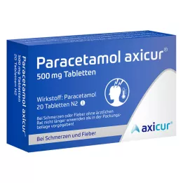 PARACETAMOL axicur 500 mg tabletės, 20 vnt