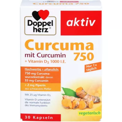 DOPPELHERZ Curcuma 750 kapsulių, 30 kapsulių