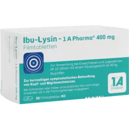 IBU-LYSIN 1A Pharma 400 mg plėvele dengtos tabletės, 50 vnt