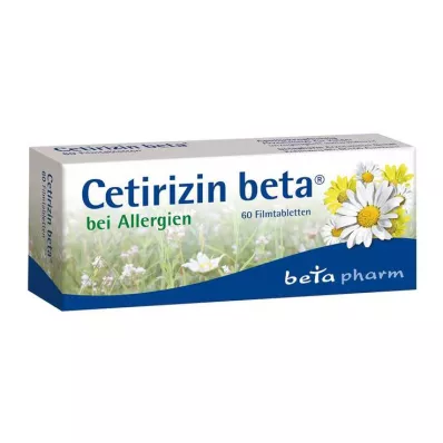 Cetirizine beta plėvele dengtos tabletės nuo alergijos, 60 vnt