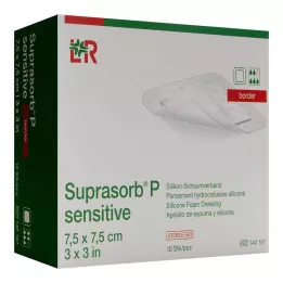 Suprasorb P jautrus PU-putplasčio apvadas 7,5x7,5 cm, 10 vnt