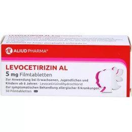 LEVOCETIRIZIN AL 5 mg plėvele dengtos tabletės, 50 vnt