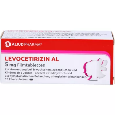 LEVOCETIRIZIN AL 5 mg plėvele dengtos tabletės, 50 vnt