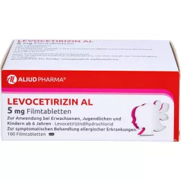 LEVOCETIRIZIN AL 5 mg plėvele dengtos tabletės, 100 vnt