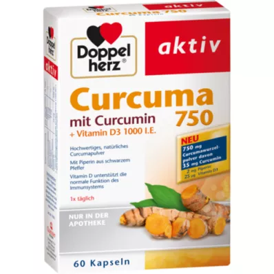 DOPPELHERZ Curcuma 750 kapsulių, 60 kapsulių