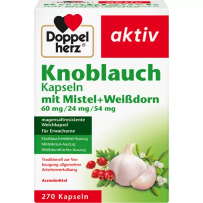 DOPPELHERZ Česnakų kapsulės su erškėtuogėmis ir gudobelėmis 60/24/54 mg, 270 vnt