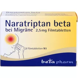 NARATRIPTAN beta nuo migrenos 2,5 mg plėvele dengtos tabletės, 2 vnt