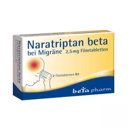 NARATRIPTAN beta nuo migrenos 2,5 mg plėvele dengtos tabletės, 2 vnt