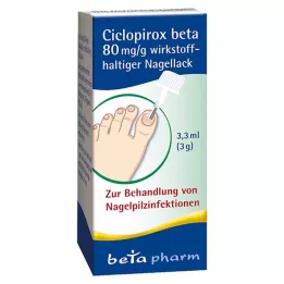 CICLOPIROX beta 80 mg/g nagų lako, kurio sudėtyje yra veikliosios medžiagos, 3,3 ml