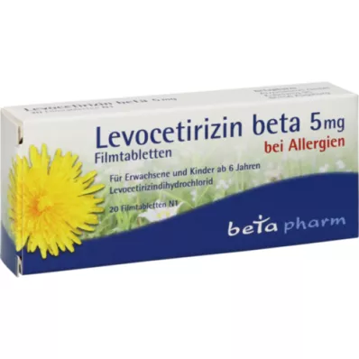 LEVOCETIRIZIN beta 5 mg plėvele dengtos tabletės, 20 vnt