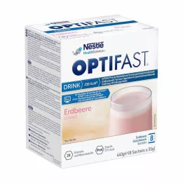 OPTIFAST Gėrimo braškių milteliai, 8X55 g