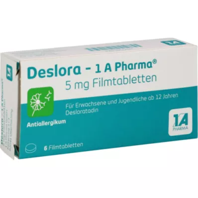 DESLORA-1A Pharma 5 mg plėvele dengtos tabletės, 6 vnt