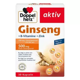DOPPELHERZ Ženšenis 250+B-vitaminai+cinkas, 30 kapsulių