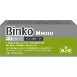 BINKO Memo 40 mg plėvele dengtos tabletės, 30 vnt