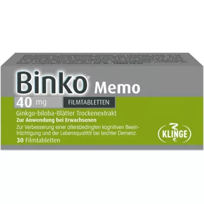 BINKO Memo 40 mg plėvele dengtos tabletės, 30 vnt