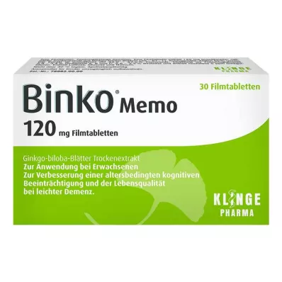 BINKO Memo 120 mg plėvele dengtos tabletės, 30 vnt BINKO Memo 120 mg plėvele dengtos tabletės, 30 vnt