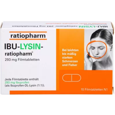 IBU-LYSIN-ratiopharm 293 mg plėvele dengtos tabletės, 10 vnt