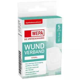 WEPA Žaizdos tvarstis 7,2x5 cm sterilus, 5 vnt