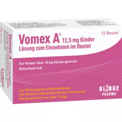 VOMEX 12,5 mg pediatrinis geriamasis tirpalas paketėlyje, 12 vnt